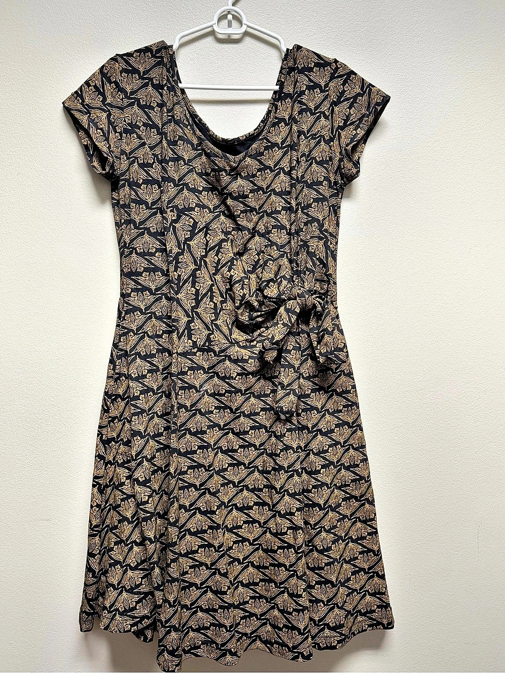 Effie’s Heart Floral Tie-Waist Mini in Black & Gold